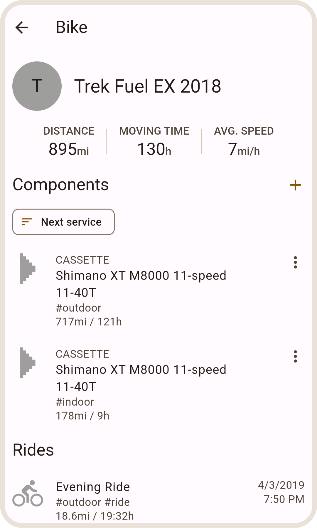 Installed cassettes for indoor and outdoor in ProBikeGarage app