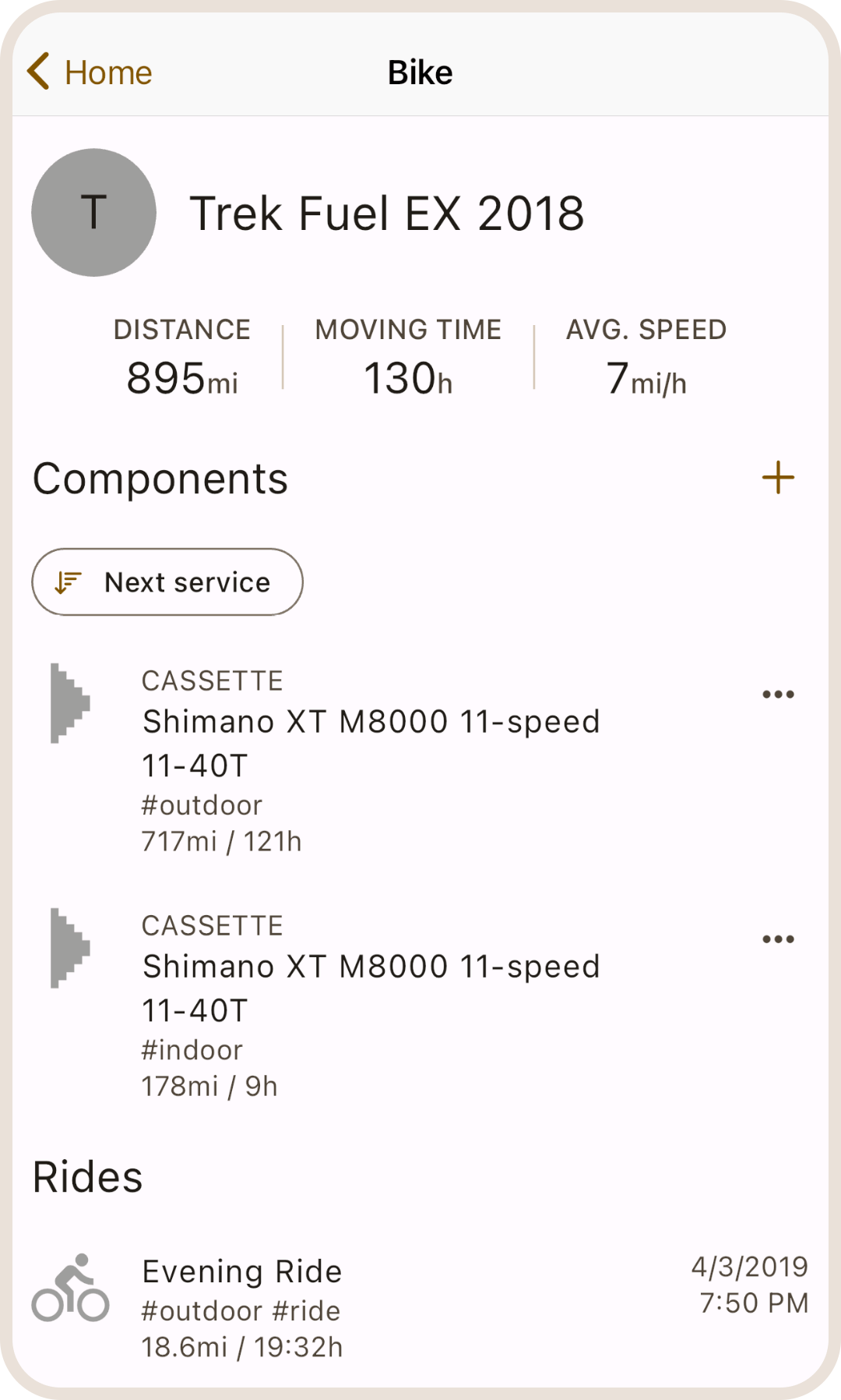 Installed cassettes for indoor and outdoor in ProBikeGarage app