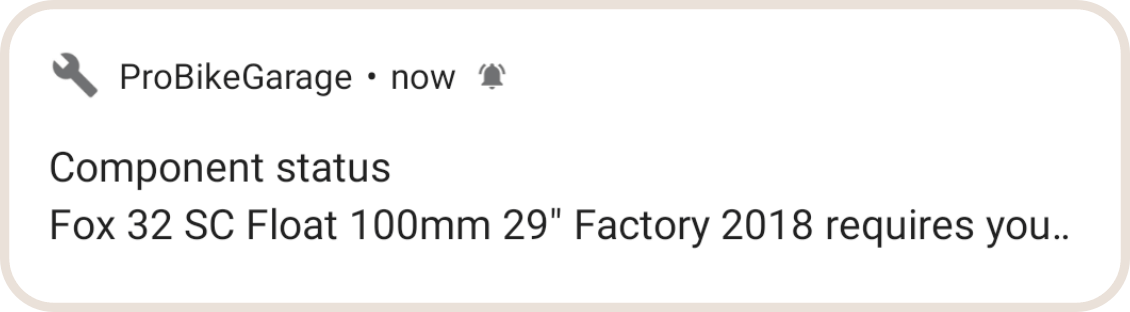 Component maintenance notification app preview